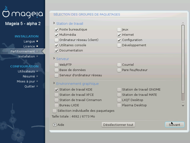 Sélection des groupes
