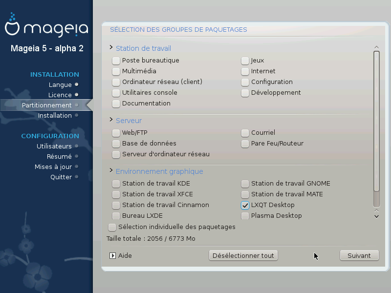 Sélection des groupes
