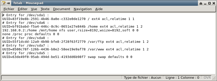 Installation NFS